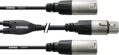 KORDIJSKI 0\,3M REAN XLR-F / 2X XLR-M CORDIAL 0.3M REAN XLR-F/2X XLR-M