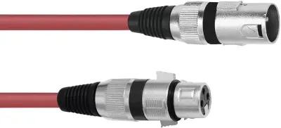 Omnitronic 30220899 XLR priklučni konektor [1x XLR vtič 3-polni - 1x XLR vtičnica 3-polna] 1.00 m rdeča