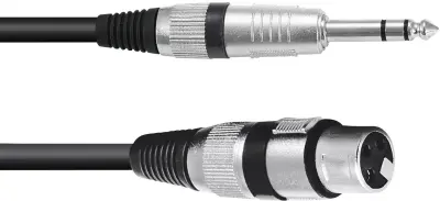 Omnitronic 30225180 XLR adapterski kabel [1x XLR vtičnica 3-polna - 1x klinken vtič 6.3 mm (stereo)] 0.90 m črna