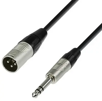 Adam Hall K4BMV0300 XLR priklučni konektor [1x XLR vtič 3-polni - 1x klinken vtič 6.3 mm (stereo)] 3 m črna