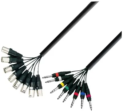 Adam Hall 3 STAR L8 MV 0500 XLR priklučni konektor [8x moški konektor XLR - 8x klinken vtič 6.3 mm (stereo)] 5 m črna