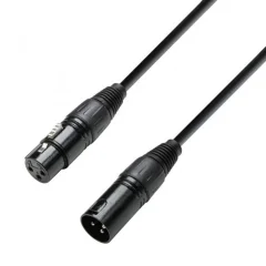 DMX-Kabel\, moški XLR-konektor/ženski XLR-konektor\, 0\,5 m\, črne barve K3DMF0050 Adam Hall