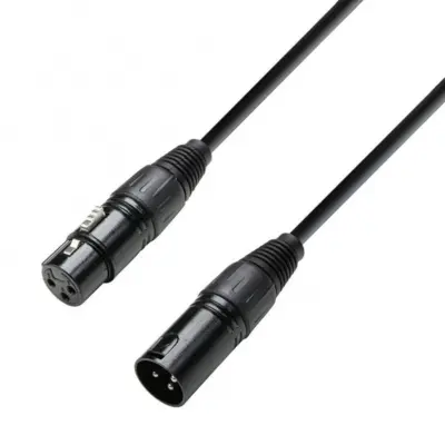 DMX-Kabel\, moški XLR-konektor/ženski XLR-konektor\, 0\,5 m\, črne barve K3DMF0050 Adam Hall