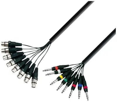 Adam Hall 3 STAR L8 FV 0300 XLR priklučni konektor [8x ženski konektor XLR - 8x klinken vtič 6.3 mm (stereo)] 3 m črna