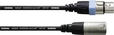 Mikrofonski kabel Cordial\, 1 m\, REAN ženski/moški XLR-konektor\, črne barve