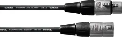 Mikrofonski kabel Cordial\, 1 m\, REAN ženski/moški XLR-konektor\, črne barve
