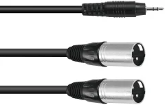 Omnitronic 30225158 XLR adapterski kabel [1x 3\,5 mm banana moški konektor - 2x XLR vtič 3-polni] 1.50 m črna