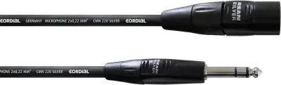 Cordial CIM 1\,5 MV XLR priklučni konektor [1x moški konektor XLR - 1x 6\,3 mm banana moški konektor] 1.50 m črna