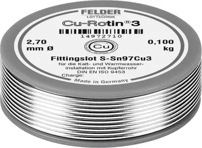 Felder Cu-Rotin® 3 spajkalna žica\, neosvinčena tuljava Sn97Cu3  0.100 kg 2.7 mm