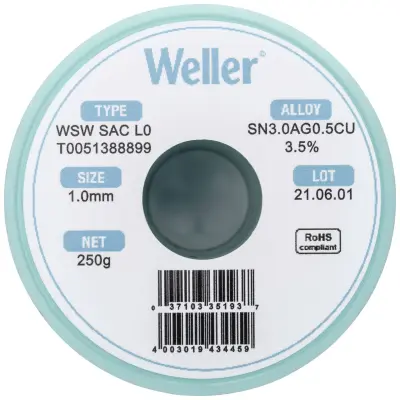 Weller WSW SAC L0 spajkalna žica\, neosvinčena tuljava Sn3\,0Ag0\,5Cu  250 g 1 mm