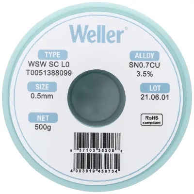 Weller WSW SC L0 spajkalna žica\, neosvinčena tuljava Sn0\,7Cu  500 g 0.5 mm