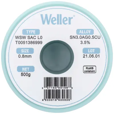 Weller WSW SAC L0 spajkalna žica\, neosvinčena tuljava Sn3\,0Ag0\,5Cu  500 g 0.8 mm