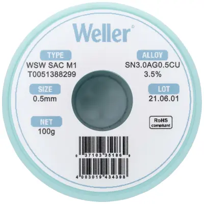Weller WSW SAC M1 spajkalna žica\, neosvinčena tuljava Sn3\,0Ag0\,5Cu  100 g 0.5 mm
