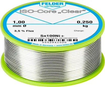 Felder ISO-Core ''Clear'' Sn100Ni+ spajkalna žica\, neosvinčena tuljava Sn99\,25Cu0\,7Ni0\,05  0.250 kg 1 mm