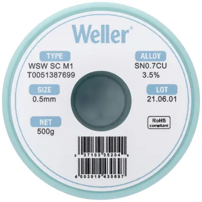 Weller WSW SC M1 spajkalna žica\, neosvinčena tuljava Sn0\,7Cu  500 g 0.5 mm