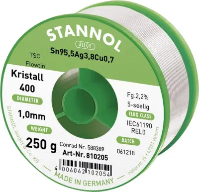 Stannol Ecology TS spajkalna žica\, neosvinčena tuljava Sn95\,5Ag3\,8Cu0\,7 REL0 250 g 1 mm