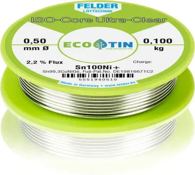 Felder ISO-Core ''Ultra-Clear'' Sn100Ni+ spajkalna žica\, neosvinčena tuljava Sn99\,3CuNiG  0.100 kg 0.5 mm
