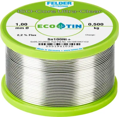 Felder ISO-Core ''Ultra-Clear'' Sn100Ni+ spajkalna žica\, neosvinčena tuljava Sn99\,25Cu0\,7Ni0\,05  0.500 kg 1 mm