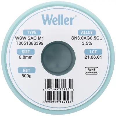 Weller WSW SAC M1 spajkalna žica\, neosvinčena tuljava Sn3\,0Ag0\,5Cu  500 g 0.8 mm
