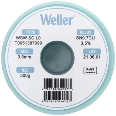 Weller WSW SC L0 spajkalna žica\, neosvinčena tuljava Sn0\,7Cu  500 g 0.8 mm