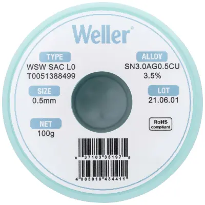 Weller WSW SAC L0 spajkalna žica\, neosvinčena tuljava Sn3\,0Ag0\,5Cu  100 g 0.5 mm