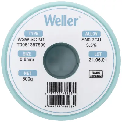 Weller WSW SC M1 spajkalna žica\, neosvinčena tuljava Sn0\,7Cu  500 g 0.8 mm