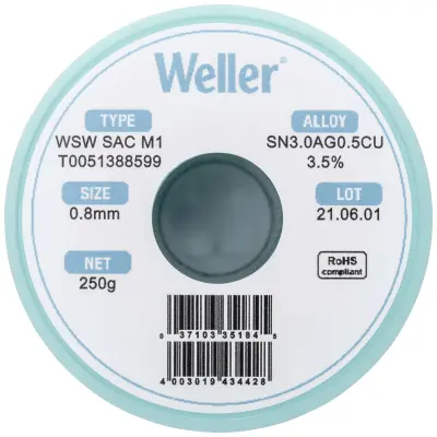 Weller WSW SAC M1 spajkalna žica\, neosvinčena tuljava Sn3\,0Ag0\,5Cu  250 g 0.8 mm