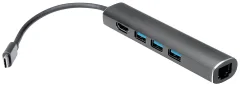 VALUE USB priključna postaja tipa C\, HDMI 4K\, 3x USB tipa A\, Gigabit Ethernet\, siva Value USB 2.0 adapter  12.99.1043