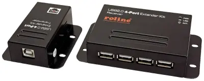 ROLINE USB 2.0 podaljšek preko RJ45\, 4x USB\, največ 50m Roline KVM podaljšek   črna