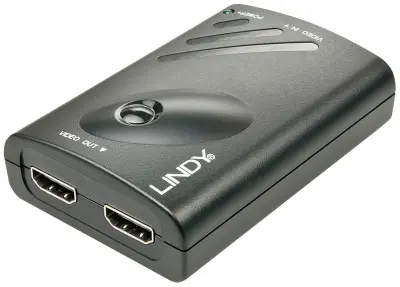 LINDY 38409 DisplayPort / HDMI pretvornik [1x ženski konektor DisplayPort - 2x ženski konektor HDMI] črna