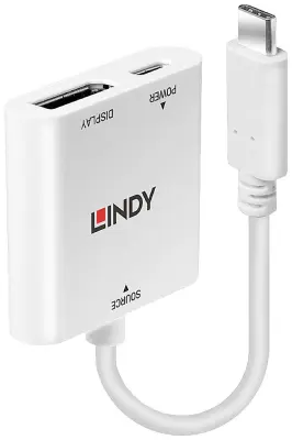 LINDY USB-C™\, displayport pretvornik [1x moški konektor USB-C™ - 1x ženski konektor DisplayPort\, USB-C® vtičnica (power delivery)]