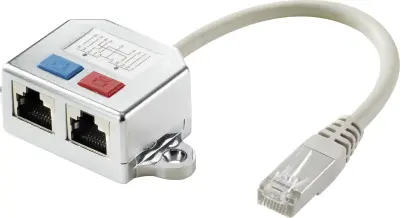 Renkforce RJ45 omrežni T-adapter CAT 6 [2x RJ45 vtičnica - 1x RJ45 vtič] 15.00 cm kovinska