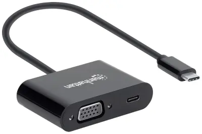 Manhattan USB 2.0 adapter [1x moški konektor USB-C - 1x USB-C vtičnica (power delivery), ženski konektor VGA] 153430 20 cm primeren za obojestranski p