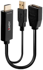 LINDY 38289 HDMI / USB / DisplayPort pretvornik [2x moški konektor HDMI\, USB-A - 1x ženski konektor DisplayPort] črna  0.18 m