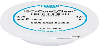 Felder ISO-Core ''Clear'' SAC305 spajkalna palica tuljava Sn96\,5Ag3Cu0\,5   0.75 mm