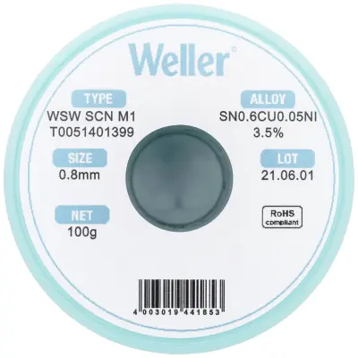 Weller WSW SCN M1 LÖTDRAHT 0\,8MM 100g spajkalna palica  Sn0\,7Cu  100 g 0.8 mm