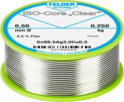 Felder ISO-Core ''Clear'' SAC305 spajkalna palica tuljava Sn96\,5Ag3Cu0\,5  0.250 kg 0.5 mm