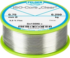 Felder Löttechnik ISO-Core ''Clear'' Sn100Ni+ spajkalna palica tuljava Sn99\,25Cu0\,7Ni0\,05  0.250 kg 0.75 mm