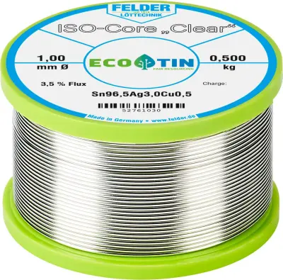 Felder ISO-Core ''Clear'' SAC305 spajkalna palica tuljava Sn96\,5Ag3Cu0\,5  0.500 kg 1 mm