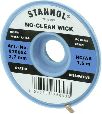 Stannol NC/BB odspajkalna pletenica Dolžina 1.5 m Širina 2.7 mm