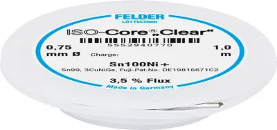 Felder ISO-Core ''Clear'' Sn100Ni+ spajkalna žica\, neosvinčena tuljava Sn99\,25Cu0\,7Ni0\,05   0.75 mm