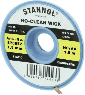 Pletenica za razspajkanje Stannol NC/AA dolžina 1.5 m širina 1.5 mm