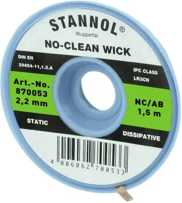 Stannol NC/AB odspajkalna pletenica Dolžina 1.5 m Širina 2.2 mm