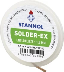 Pletenica za razspajkanje Stannol Solder Ex dolžina 1.6 m širina 1.5 mm spajkalno impregnirana