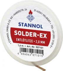 Pletenica za razspajkanje Stannol Solder Ex dolžina 1.6 m širina 2.0 mm spajkalno impregnirana
