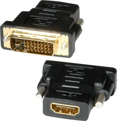Roline 12.03.3116  adapter [1x moški konektor DVI\, 24 + 1 polov - 1x ženski konektor HDMI] črna