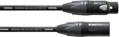 Mikrofonski kabel CordialR CMFLEX 222\, 2 x 0\,22 mm2\, 3 m\, črn\, ženski XLR-konektor/moški X CPM 3 FM-FLEX