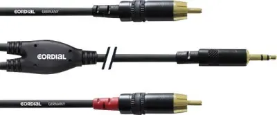 Cordial  avdio adapterski kabel [1x 3\,5 mm banana moški konektor - 2x moški cinch konektor] 0.90 m črna