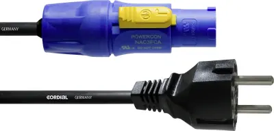 Cordial CFCA 5 S tok priključni kabel [1x varnostni moški konektor - 1x powercon moški konektor] 5.00 m modra
