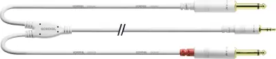 Cordial  avdio adapterski kabel [1x 3\,5 mm banana moški konektor - 2x 6\,3 mm banana moški konektor] 1.50 m bela
